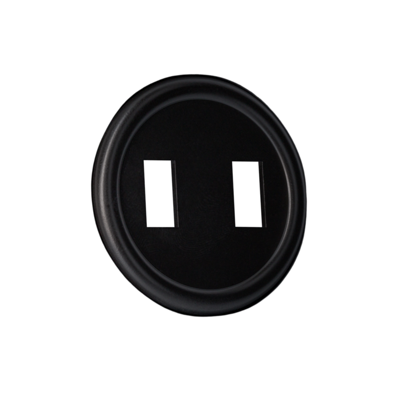 Mat zwart centraalplaat dubbele schakelaar (reserve onderdeel)