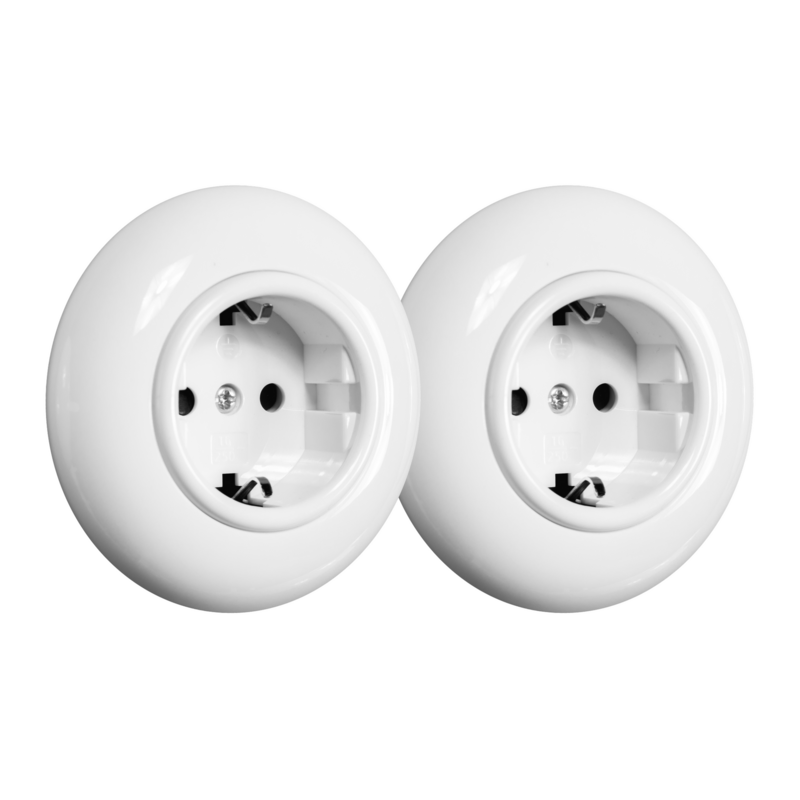 De Oude Schakelaar tweevoudig dubbel stopcontact wit inbouw