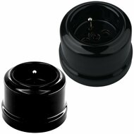 Opbouw porselein stopcontact zwart penaarding belgie / frankijk