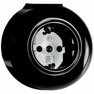 Opbouw stopcontact zwart rond randaarde