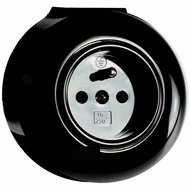 Opbouw stopcontact zwart rond penaarde
