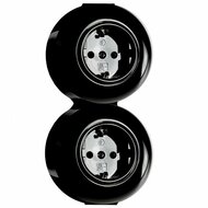 Dubbel stopcontact zwart opbouw 2-voudig wcd