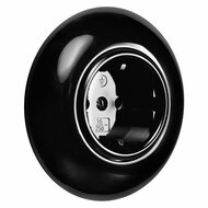 Zwart stopcontact randaarding Nederland | 1-voudig rond afdekraam | De Oude Schakelaar | Zwart schakelmateriaal