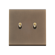 MODELEC dubbele schakelaar geborsteld brons