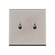 MODELEC dubbele schakelaar geborsteld staal