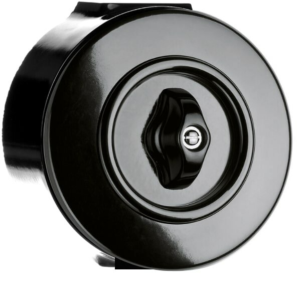 Bakeliet draaischakelaar opbouw zwart - 86 mm
