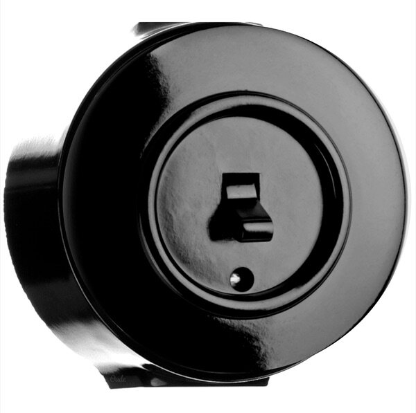 Bakeliet kiepschakelaar opbouw zwart - 86 mm
