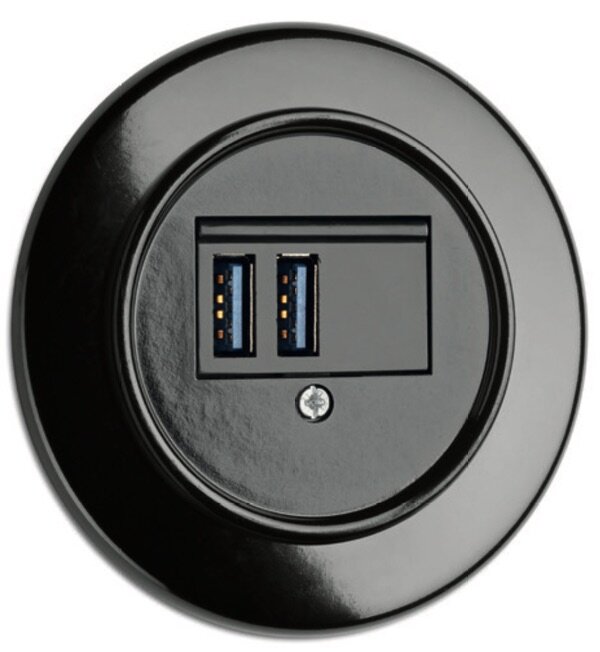 Bakeliet USB lader zwart 