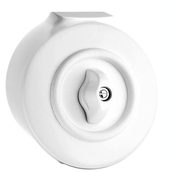 Wit bakeliet draaischakelaar opbouw - 86 mm