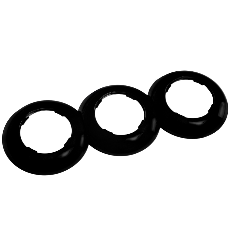 Mat zwart rond afdekraam 3-voudig 80mm