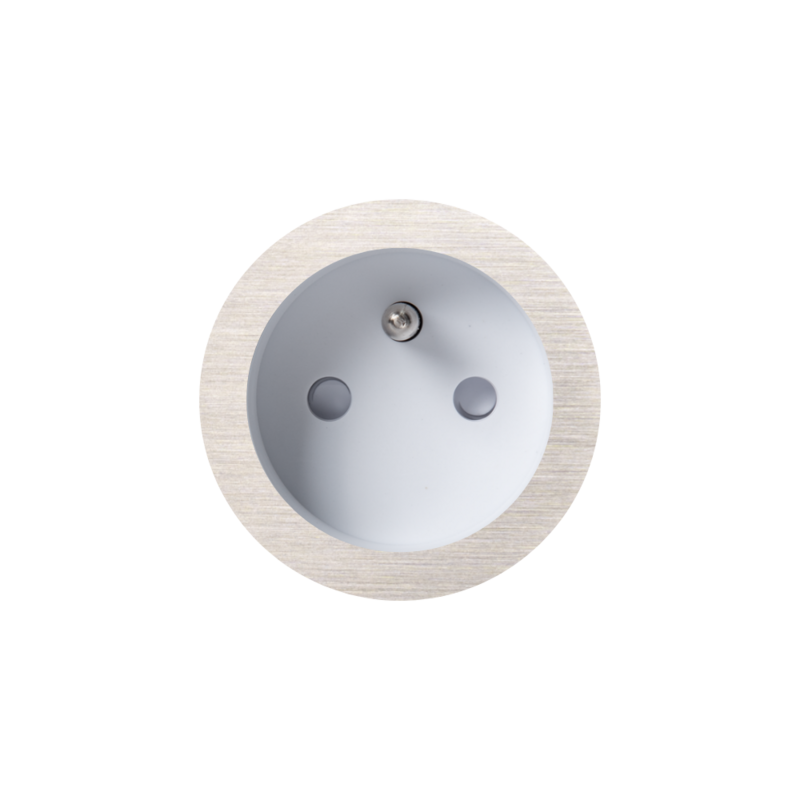 ROND 2.0 stopcontact wit - penaarde - geborsteld nikkel