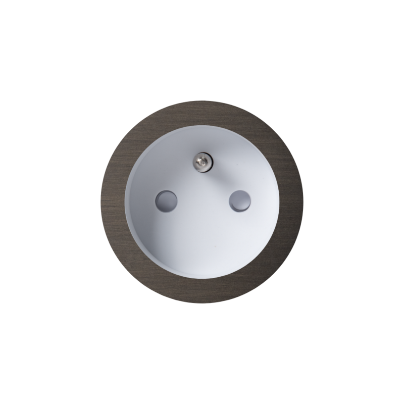 ROND 2.0 stopcontact wit - penaarde - donker brons