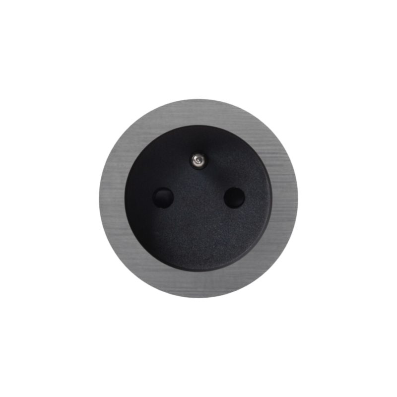 ROND 2.0 stopcontact zwart - penaarde - geborsteld grijs - aluminium