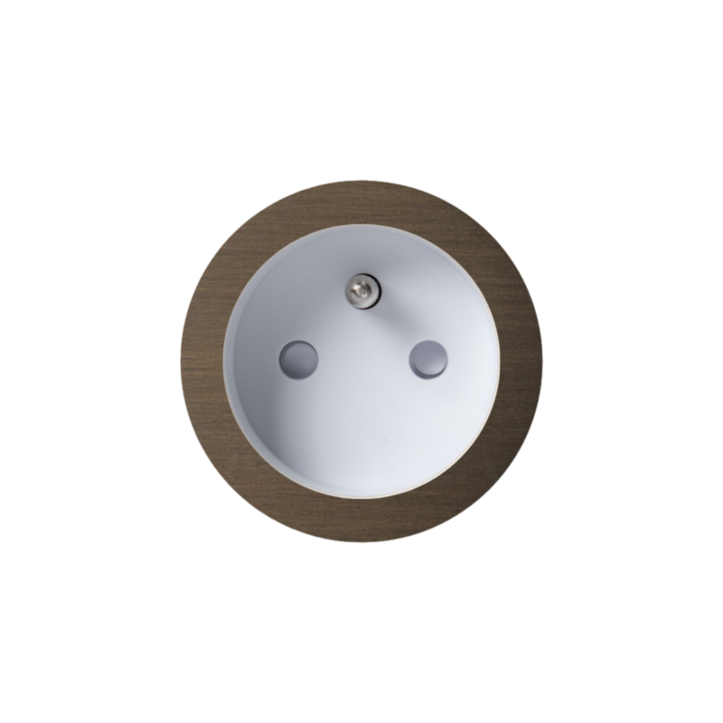 ROND 2.0 stopcontact wit - penaarde - geborsteld brons - aluminium