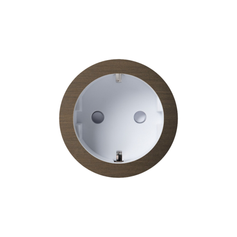 ROND 2.0 stopcontact wit - randaarde - geborsteld brons - aluminium