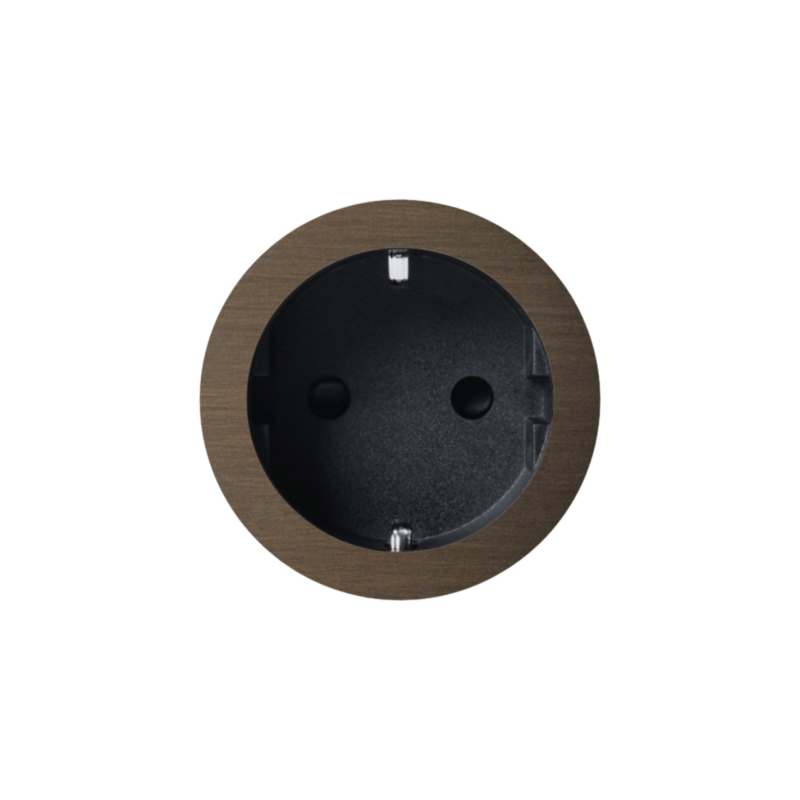 ROND 2.0 stopcontact zwart - randaarde - geborsteld brons - aluminium