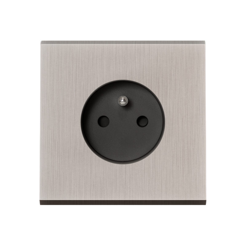 MODELEC stopcontact geborsteld staal - penaarde