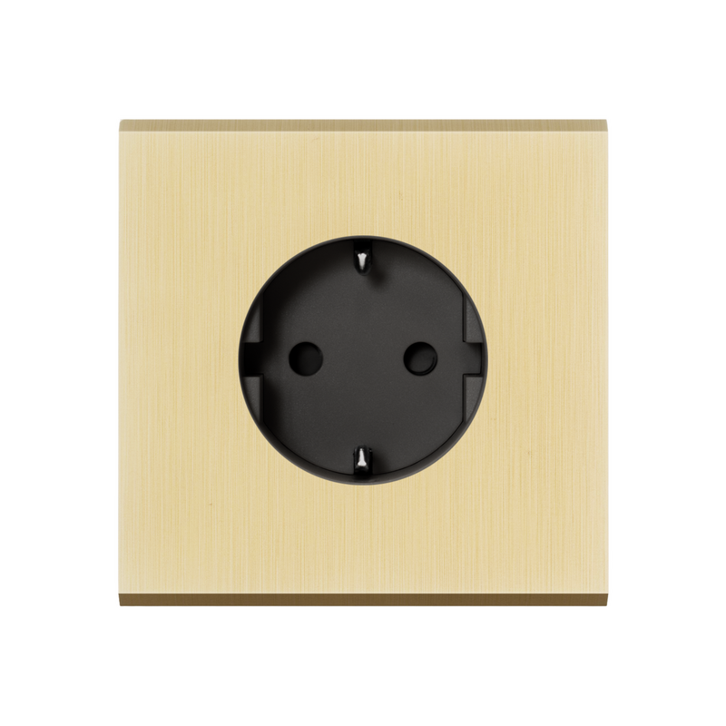 MODELEC stopcontact geborsteld messing - randaarde