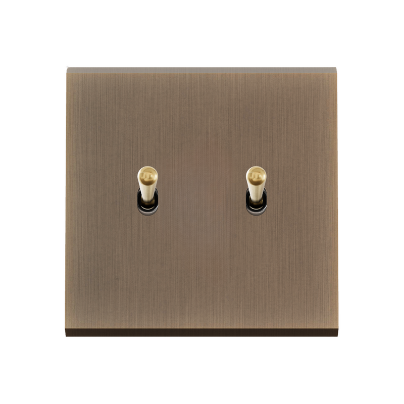 MODELEC dubbele schakelaar geborsteld brons