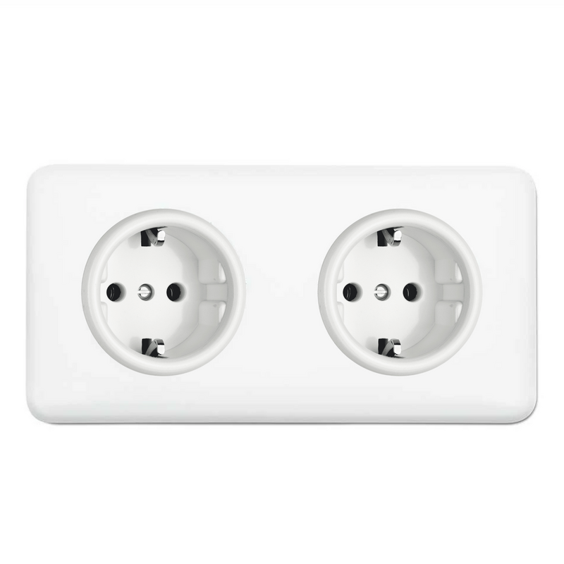 2-voudig stopcontact wit bakeliet inbouw vierkant