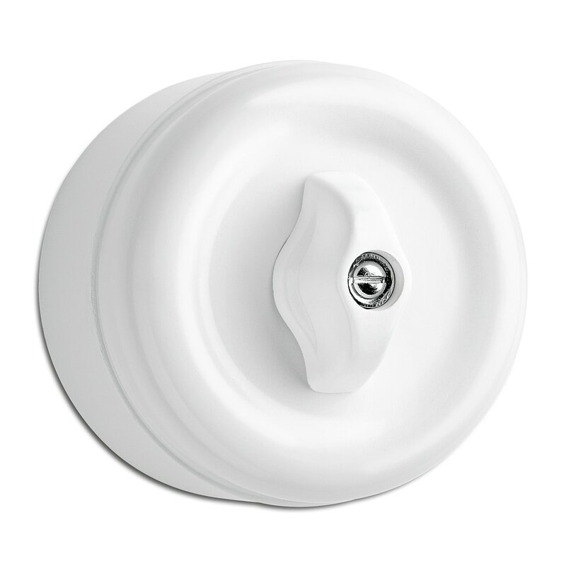 Wit bakeliet draaischakelaar opbouw - 62 mm