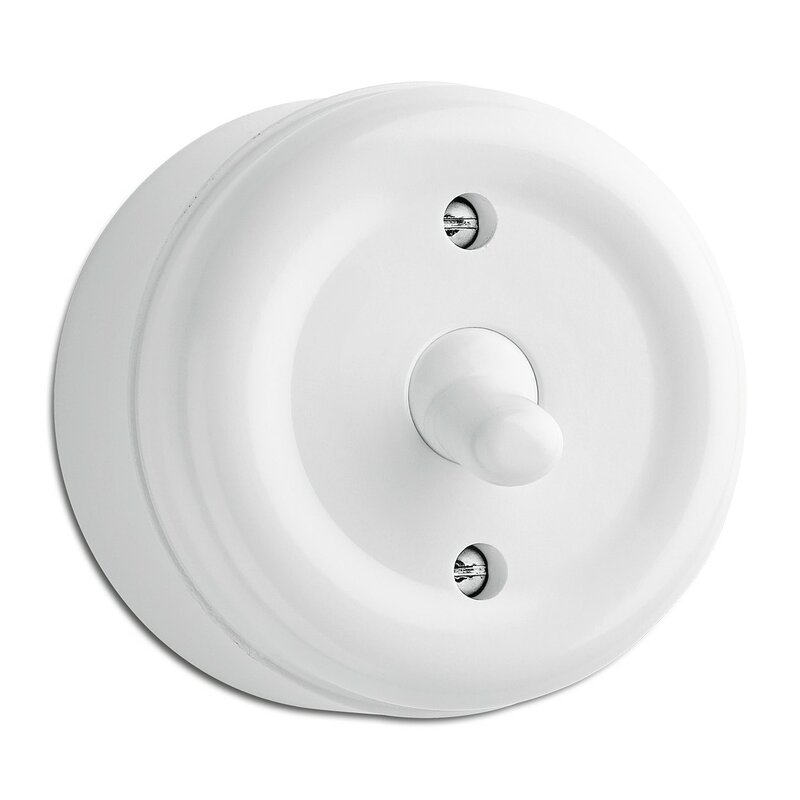 Wit bakeliet wipschakelaar opbouw - 62 mm